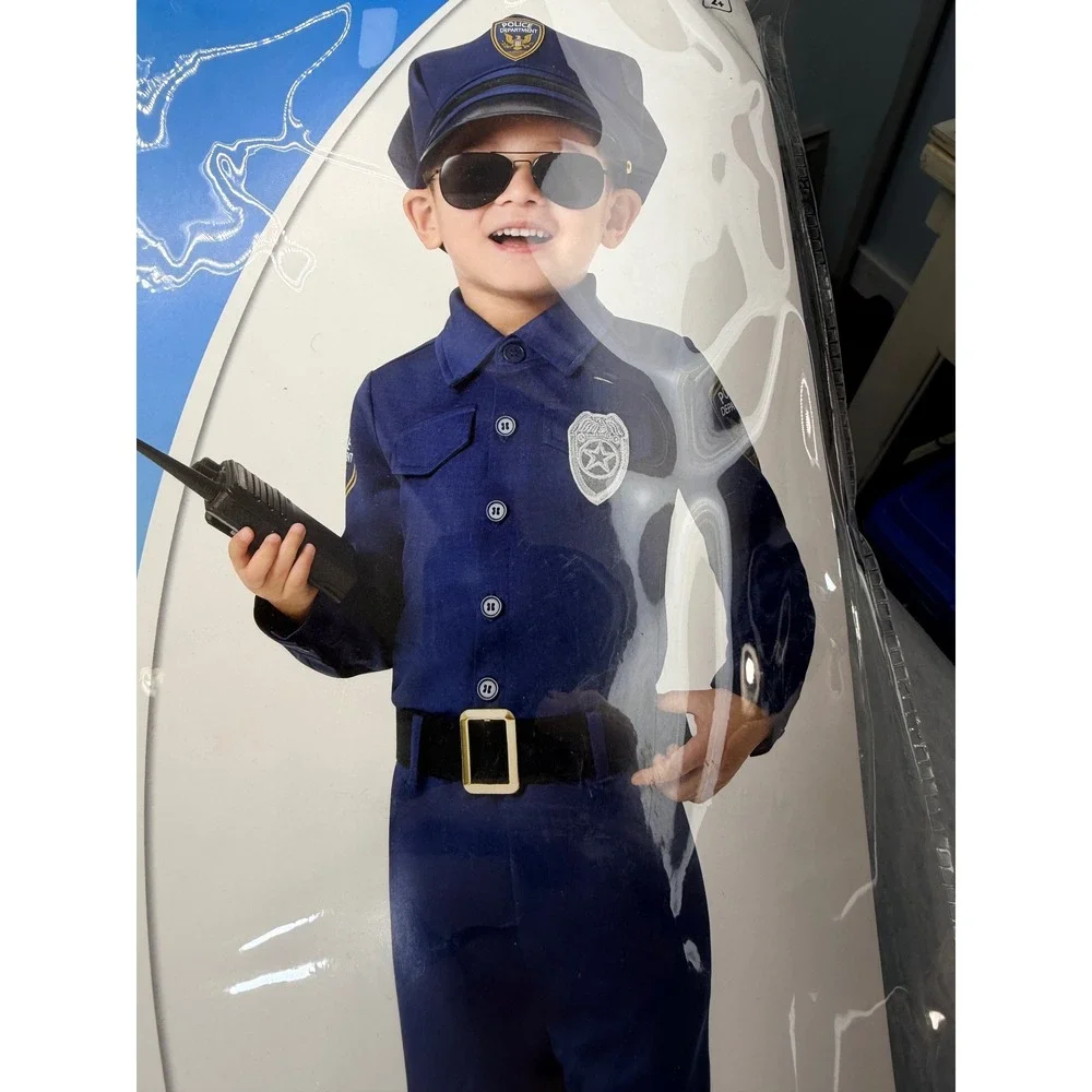 Spirit Halloween Police Officer Costume Toddler 5T-6T Navy Blue 4 Piece Set